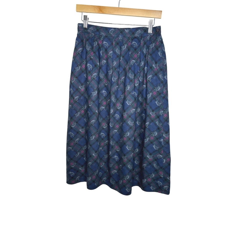 Vintage Country Sophisticates Pendleton Skirt‎ Blue Plaid Print Midi Boho sz 12